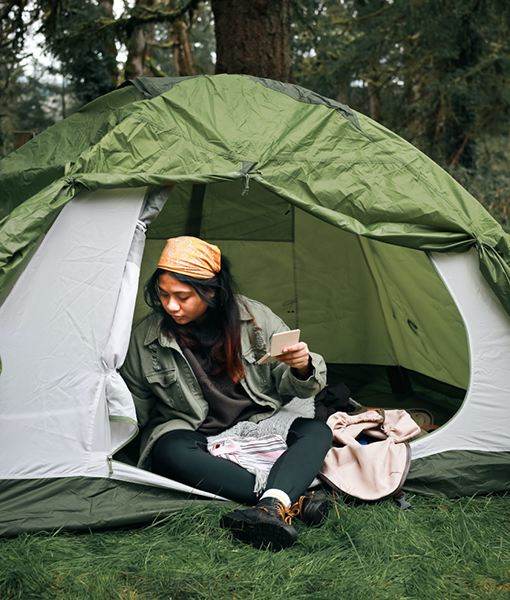 Couple camping or cabin